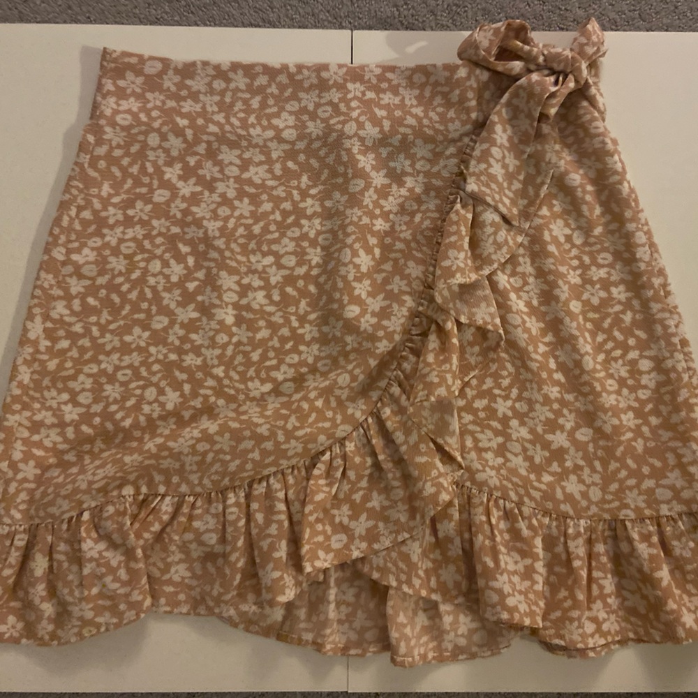 Peach Floral Mini Skirt